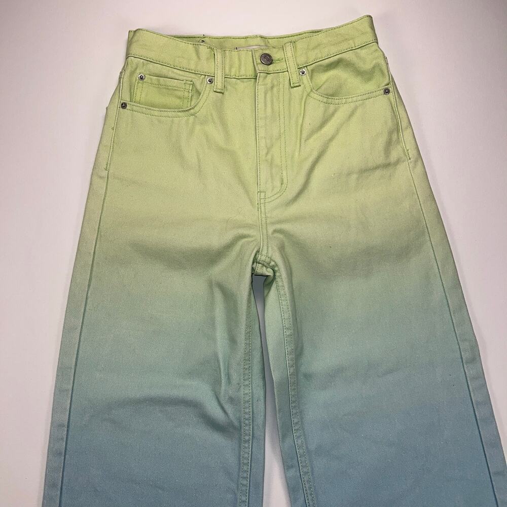 BDG Urban Outfitters High & Wide Ombre Jeans Green Blue Hi Rise Wide Leg Size 26 - Picture 2 of 11